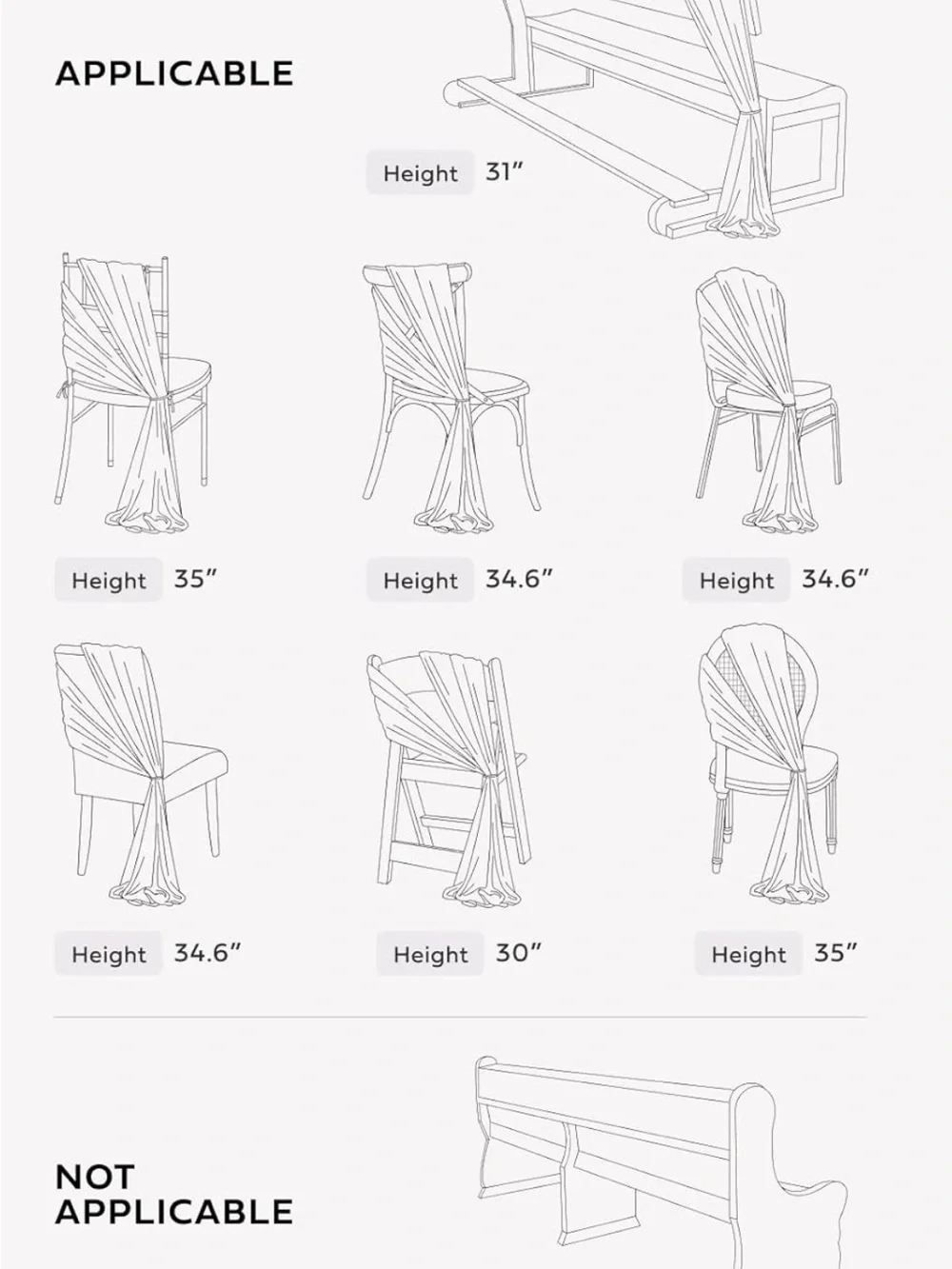 Wedding event White and beige chair decor sashes- never used